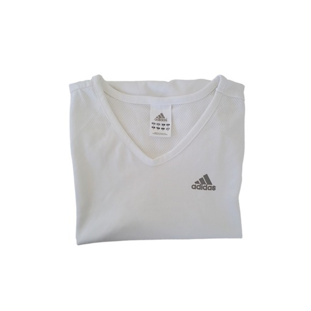 Adidas ClimaCool V Neck Athletic T Shirt White Womens‎ Size S